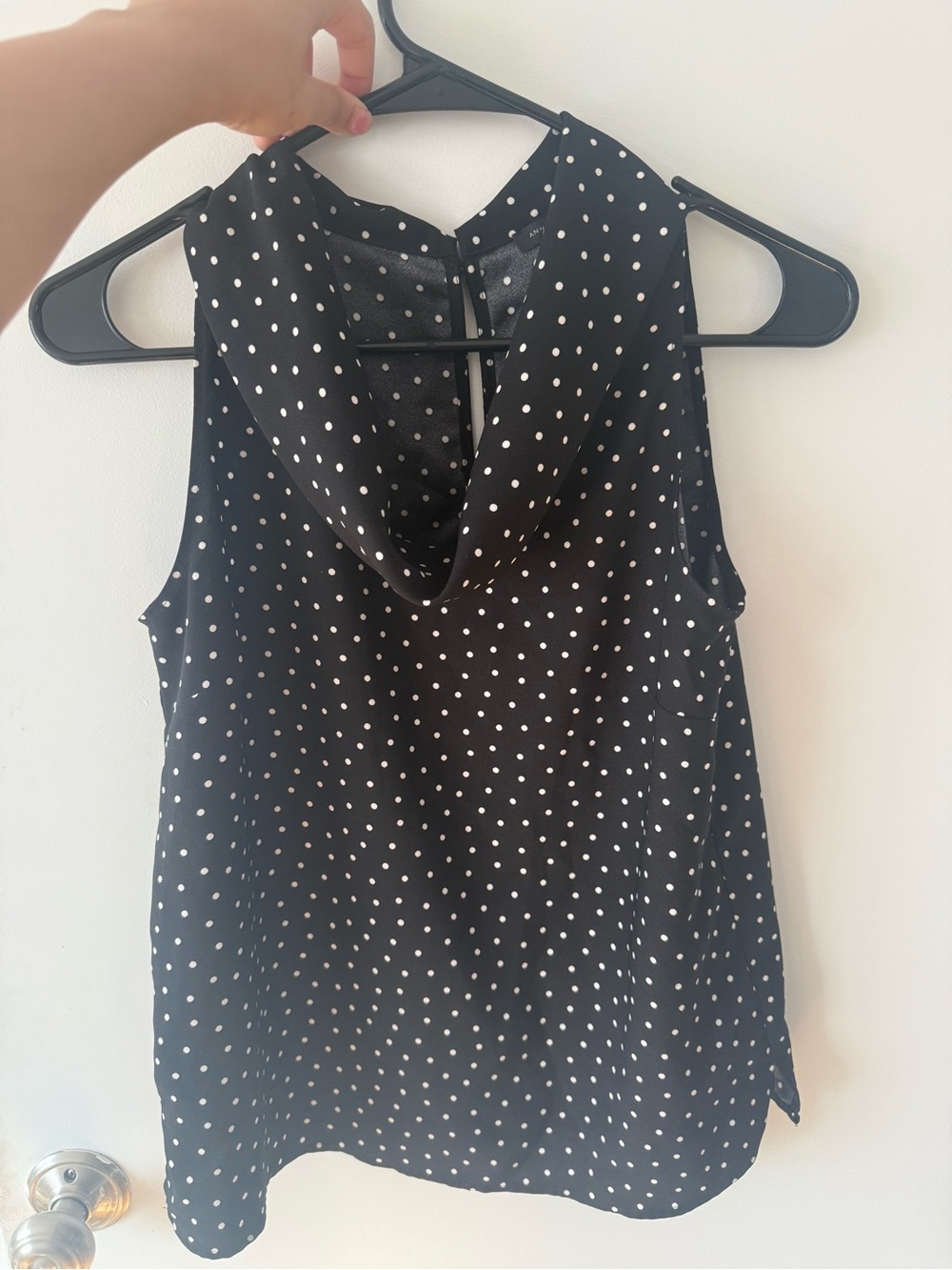 Ann Taylor Black & White Polka Dot Cowl Neck Sleeveless Top